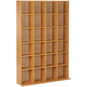 Cd dvd Media Storage Shelves Display Shelf Racks Wooden Frame Beech - Beech wood - Homcom