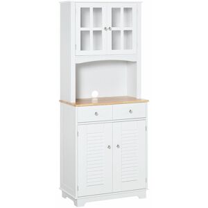 Homcom - Coastal Kitchen Cupboard Storage Cabinet Unit for Dining Room, White - White