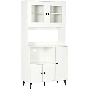 HOMCOM Freestanding Kitchen Storage Cabinet Cupboards Adjustable Shelves White - White