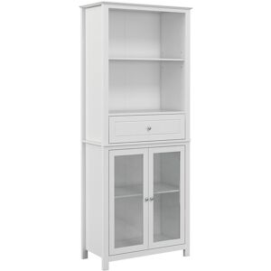 Homcom - Kitchen Cupboard Modern Storage Cabinet w/ Glass Door Adjustable Shelves - White