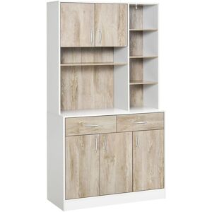 Homcom - Kitchen Buffet w/ Hutch Multi Storage Cupboard Cabinet Server Sideboard - Natural wood finish