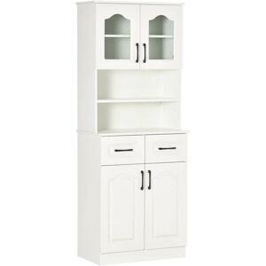 Homcom - Kitchen Cupboard Storage Cabinet Adjustable Shelves, Countertop,White - White