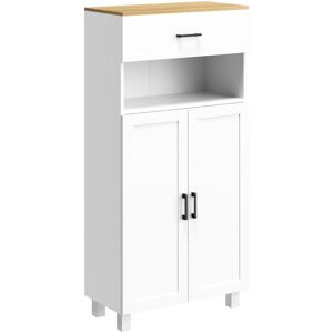 Kitchen Cupboard Storage Cabinet with Drawer, Countertop, White - White - Homcom