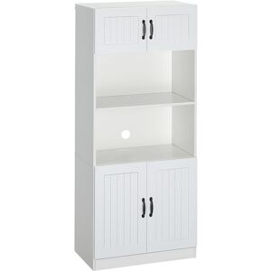Homcom - Kitchen Storage Cabinet, Cupborad with 5-tier Shelving 4 Doors, White - White