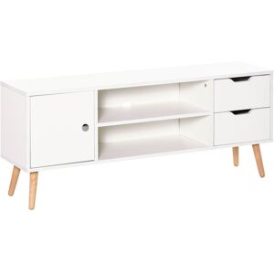 Homcom - Modern tv Stand w/ Storage Shelf Media Console Table Entertainment Center - White