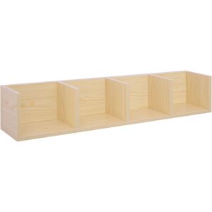 HOMCOM Wall Mount Storage Shelf CD Media Storage Rack with 4 Cubes Natural wood - Natural wood finish
