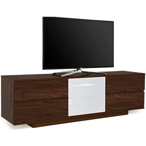 Avitus ultra Remote Friendly Beam-Thru Premium Walnut with 4-Walnut Drawers 32-65 Flat Screen tv Cabinet - White Glass - Homeology