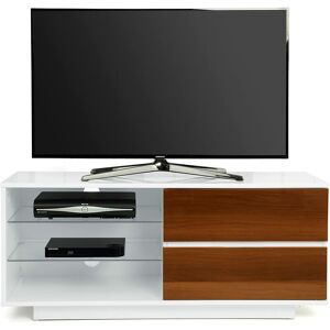 Homeology - Gallus High Gloss White with 2-Walnut Drawers & 3-Shelf 32-55 led/ oled / lcd Cabinet tv Cabinet