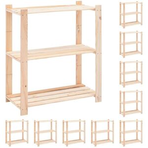 3-Tier Storage Racks 10 pcs 80x38x90 cm fsc Solid Pinewood 150 kg VD33926 - Hommoo