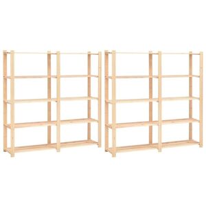 Hommoo - 5-Tier Storage Racks 2 pcs 170x38x170 cm fsc Solid Pinewood 500 kg VD33915