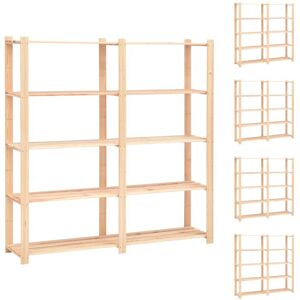 5-Tier Storage Racks 5 pcs 170x38x170 cm fsc Solid Pinewood 500 kg VD33917 - Hommoo