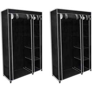 Fabric Wardrobes 2 pcs Black VD30969 - Hommoo