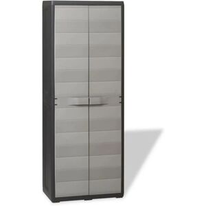 Garden Storage Cabinet with 3 Shelves Black and Grey VD27990 - Hommoo