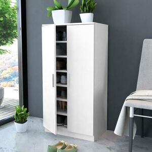 Shoe Cabinet 7 Shelves White VD09628 - Hommoo