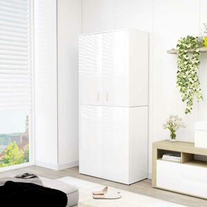 Shoe Cabinet High Gloss White 80x39x178 cm Chipboard - Hommoo