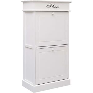 Shoe Cabinet White 50x28x98 cm Paulownia Wood - Hommoo