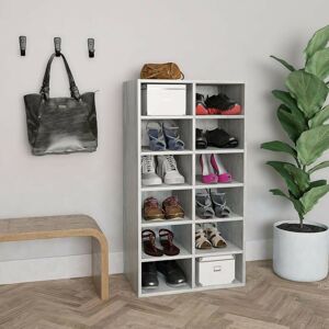 Hommoo Shoe Rack Concrete Grey 54x34x100 cm Chipboard