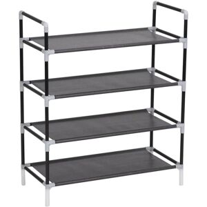 Shoe Rack with 4 Shelves Metal and Non-woven Fabric Black VD11586 - Hommoo