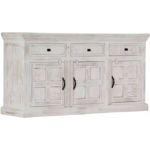 Sideboard White 140x40x74 cm Solid Mango Wood VD14664 - Hommoo