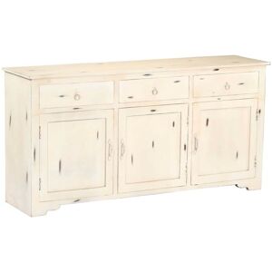 Sideboard White 160x40x80 cm Solid Mango Wood VD13517 - Hommoo