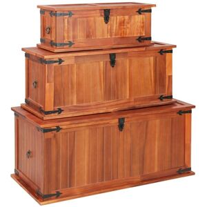 Storage Chests 3 pcs Solid Acacia Wood VD13139 - Hommoo