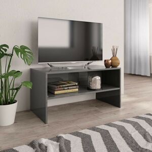 Tv Cabinet High Gloss Grey 80x40x40 cm Chipboard VD31091 - Hommoo