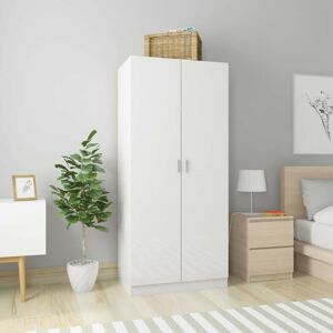 Wardrobe High Gloss White 80x52x180 cm Chipboard VD31661 - Hommoo