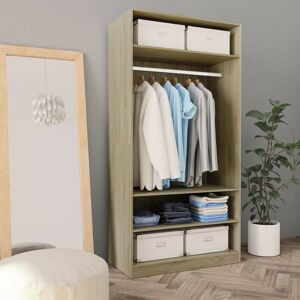 Wardrobe Sonoma Oak 100x50x200 cm Chipboard VD31257 - Hommoo