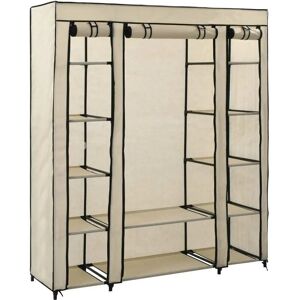 Wardrobe with Compartments and Rods Cream 150x45x176 cm Fabric VD23548 - Hommoo