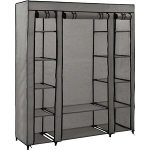 Wardrobe with Compartments and Rods Grey 150x45x176 cm Fabric VD23549 - Hommoo