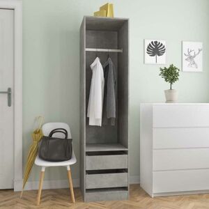 Wardrobe with Drawers Concrete Grey 50x50x200 cm Chipboard VD31650 - Hommoo