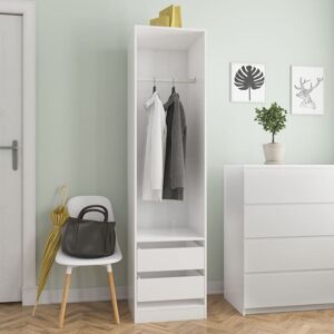 Wardrobe with Drawers High Gloss White 50x50x200 cm Chipboard VD31652 - Hommoo