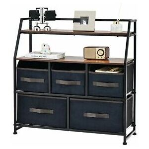 COSTWAY Industrial 5 Drawers Dresser Organizer Fabric Storage Organizer Chest of Drawers