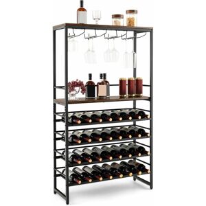 Costway - Industrial Floor Wine Rack Freestanding Wine Organizer 4-Tier Wine Storage Shelf