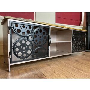 UNIQUEHOMEFURNITURE Industrial tv Stand Rustic Metal Media Cabinet Vintage Retro Storage Cupboard