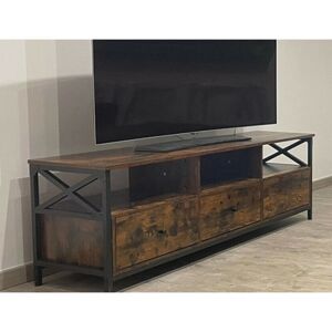 UNIQUEHOMEFURNITURE Industrial tv Stand Vintage Retro Cabinet Rustic Metal Media Draw Unit Furniture