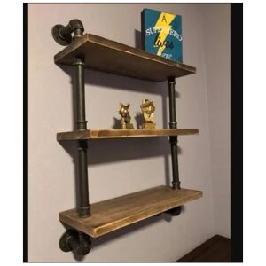 UNIQUEHOMEFURNITURE Industrial Wall Shelf Rustic Solid Wood Display Cabinet Vintage Shelving Unit