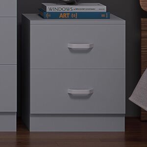 Bedside Cabinet 2 Drawer Matt Grey Metal T-Bar Handles Bedroom Furniture - Grey - Iqgb