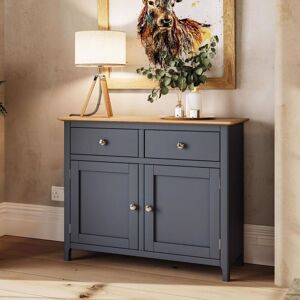 Sideboard Graphite Blue Oak Veneer 2 Doors 2 Drawers Storage Cupboard - Blue - Iqgb