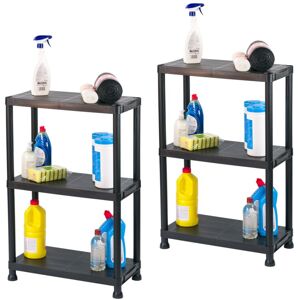 3 Tier Plastic Shelving Garage Shelves Home Storage Unit - Pack of 2 - KCT