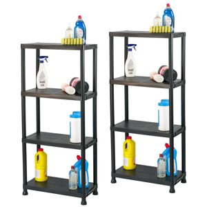 4 Tier Plastic Shelving Garage Shelves Home Storage Unit - Pack of 2 - KCT