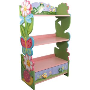 TEAMSON KIDS Fantasy Fields Magic Garden 3-Tier Wooden Bookcase and Storage Drawers, Multi - Multi-Colour