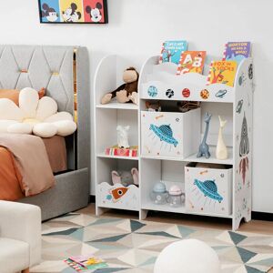 COSTWAY Kids Toy and Book Organizer Wooden Children Storage Display Cabinet Bookshelf