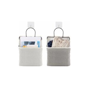 ORCHIDÉE Kitchen Hanging Cotton Linen Storage Bag and Metal Frame (Grey + White) 2 Pieces