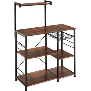 Tectake - Kitchen shelf Crawley - 6 shelves & basket - Kitchen Shelf, Standing Shelf, Microwave Shelf - Industrial wood dark, rustic - Industrial