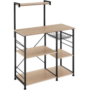 Tectake - Kitchen shelf Crawley - 6 shelves & basket - Kitchen Shelf, Standing Shelf, Microwave Shelf - industrial wood light, oak Sonoma