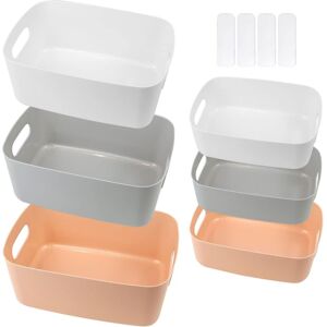 HÉLOISE Kitchen Storage Box, 6 Pieces Plastic Storage Basket with Handles, Small Storage Box for Bedroom, Bathroom, Kitchen, Cosmetics, Drawer, Shelves - 3