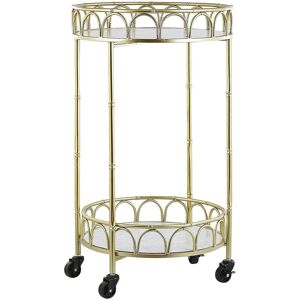 Beliani - Kitchen Trolley Wheeled Bar Cart Glamour Style Marble Effect Top Gold Shafter - Gold