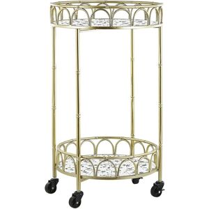 Beliani - Kitchen Trolley Wheeled Bar Cart Glamour Style Terrazzo Effect Top Gold Shafter - Gold