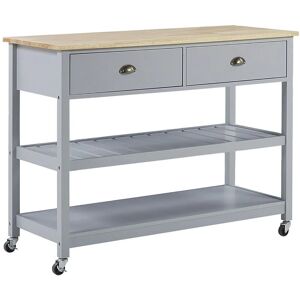 Beliani - Kitchen Trolley Island on Wheels Grey with Drawers Wooden Top Navarino - Grey